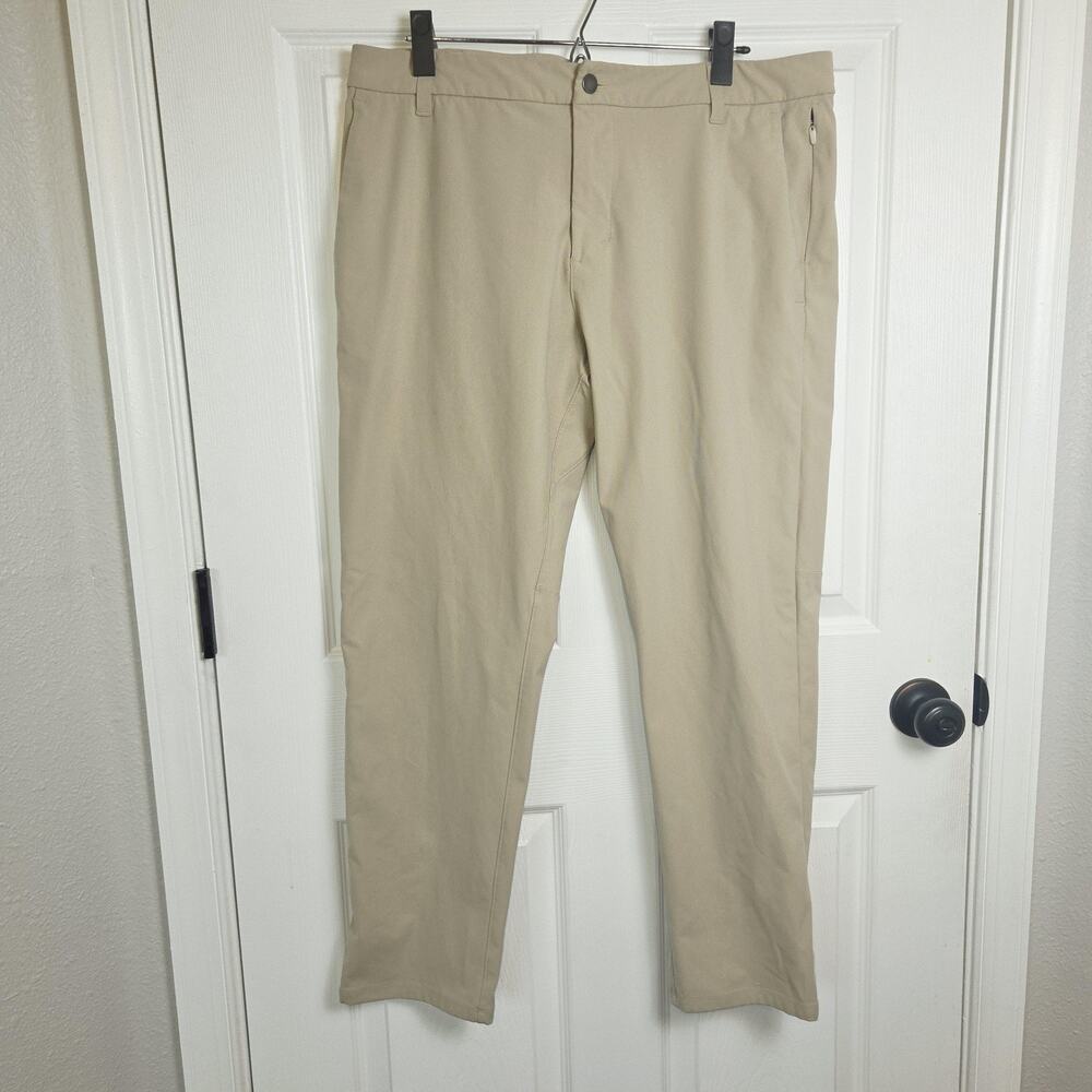 Lululemon Pant Men 35 Khaki ABC Classic Warpstreme Slim Golf Stretch Performance